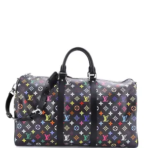 Pre-owned Louis Vuitton Canvas Coated Travel Bags x Takashi Murakami Keepall Bandouliere Bag Monogram Multicolor 50 by Rebag