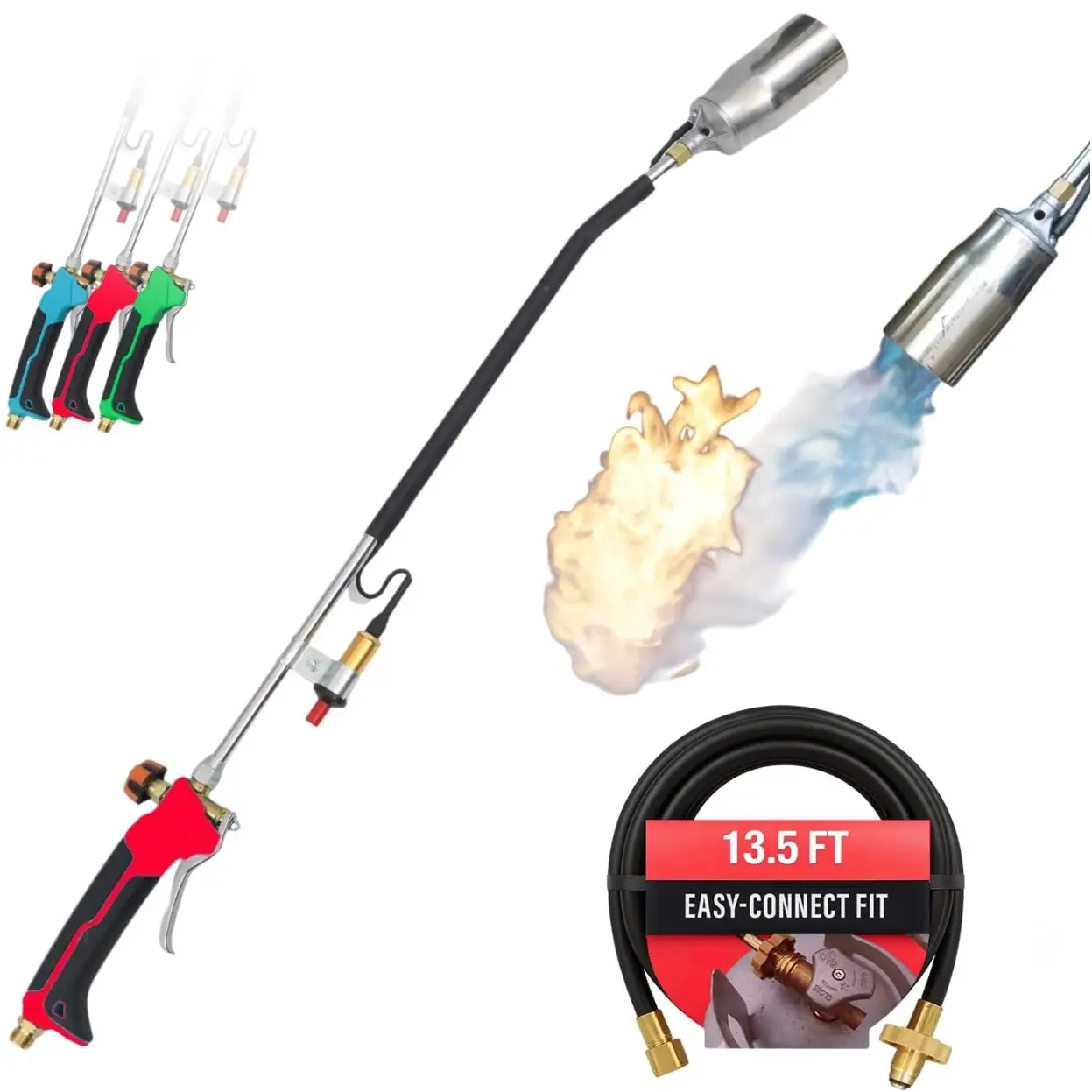 Sunlight Charcoal Heavy-Duty Flame Torch, 2,200,000 BTU Self Igniting Outdoor Unwanted Plant Burner, 13.5 Foot Hose, Eco-Friendly Gas Torch for Overgr