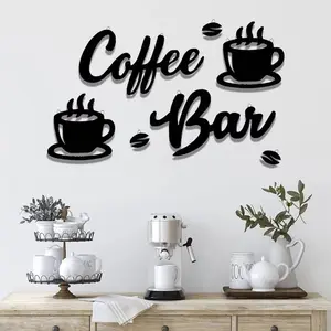Coffee Bar Letter & Cup Pattern Wall Decor, 7 Counts/set Modern Metal Wall Art, Wall Decor for Home Living Room Bedroom Coffee Shop, Stickers