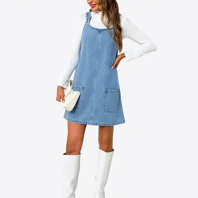 Denim Jumper Dress - TikTok Shop