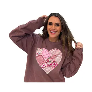 FAUX Heart Patchwork, Retro Valentine heart (NOT Real Fabric Patches)  Sweatshirt