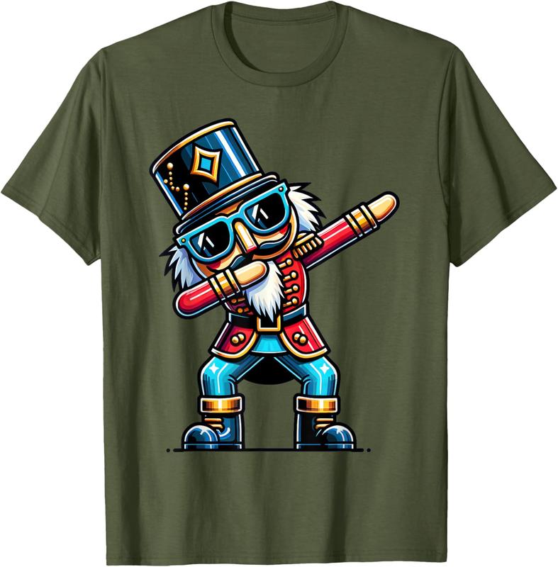 Christmas Nutcracker Dabbing Boys Santa Xmas Gift Unisex T-Shirt Sweatshirt Hoodie Hooded Cotton Menswear Man Classic Short Sleeve Tshirt