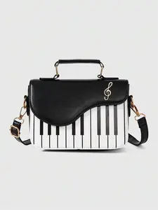 Fashionable simple  exquisite piano bag with one-shoulder messenger bag, niche design  light luxury simple texture, casual and versatile music theme messenger bag, suitable for daily travel, shopping and so on, Casual trendy bag, Casual Crossbody Bags