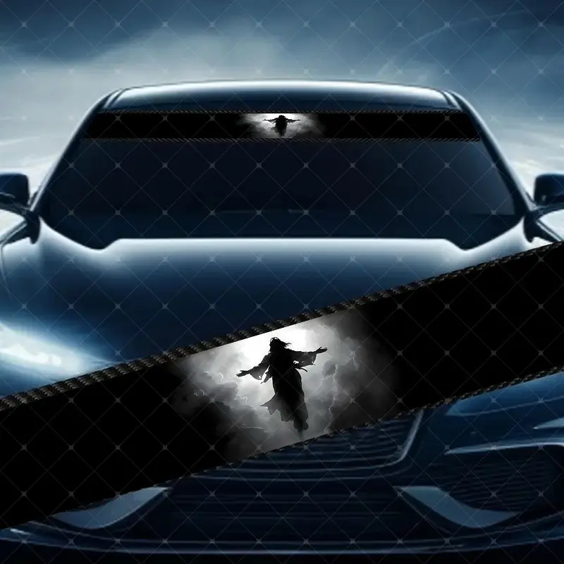 Car Windshield Sticker Decal, Adhesive Vinyl Decal, Car Decals, Scratch Cover Waterproof UV Protection, Decorative Vinyl for All Cars, Car Vehicle Decoration, Durable Car Accessory, Universal Car Sticker, Car Decorations, Decals For Vehicles