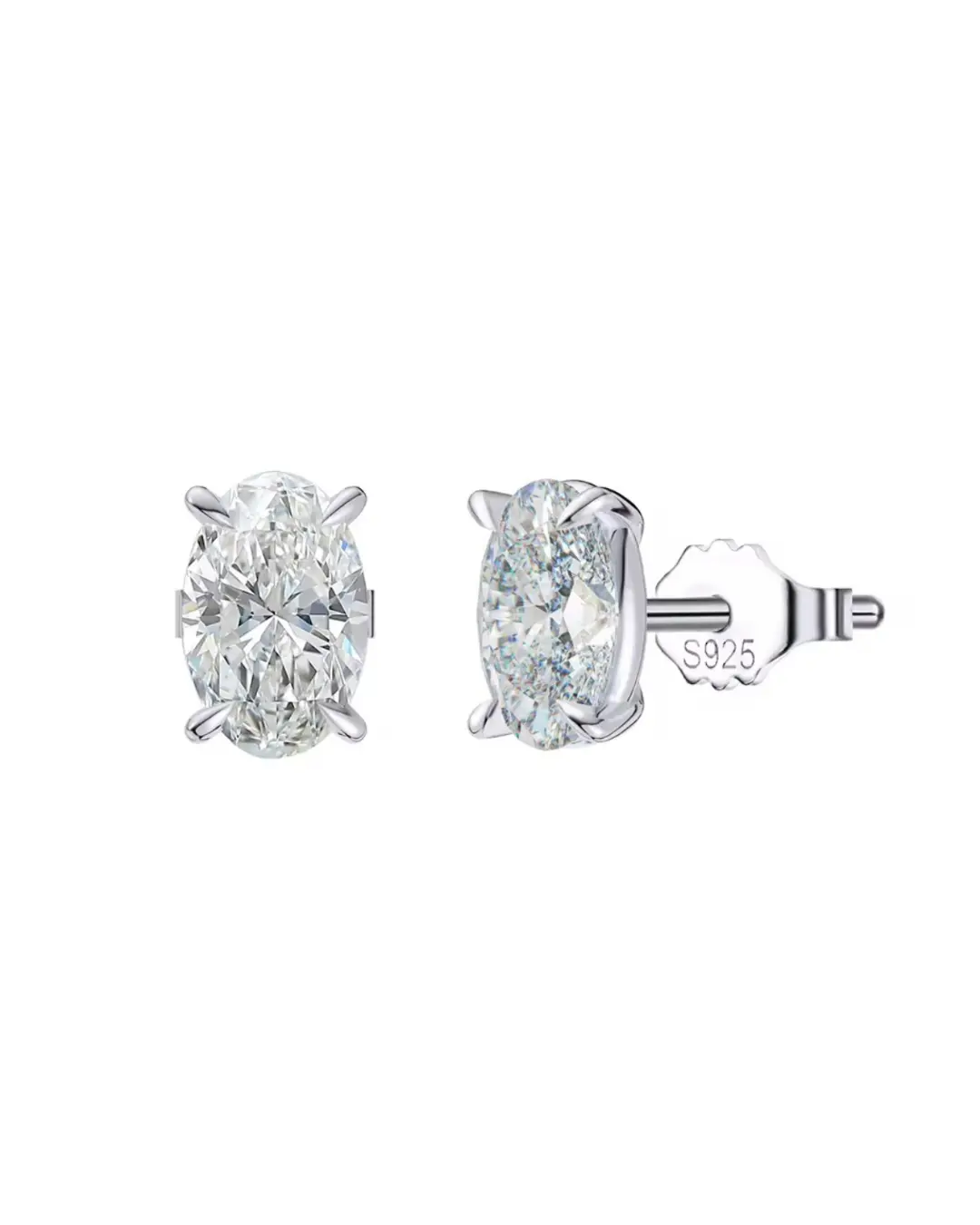 Samara Sterling Silver and Moissanite Radiant Oval Stud Earrings