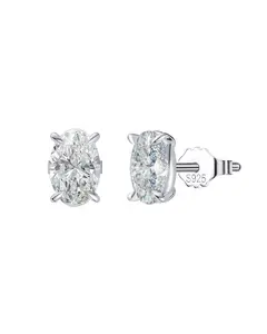 Samara Sterling Silver and Moissanite Radiant Oval Stud Earrings
