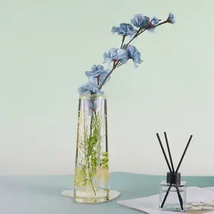 Locco Decor Acrylic Liquid 3D Floating Motion Cylinder Oval Flower Vase Boutique Floral Decoration