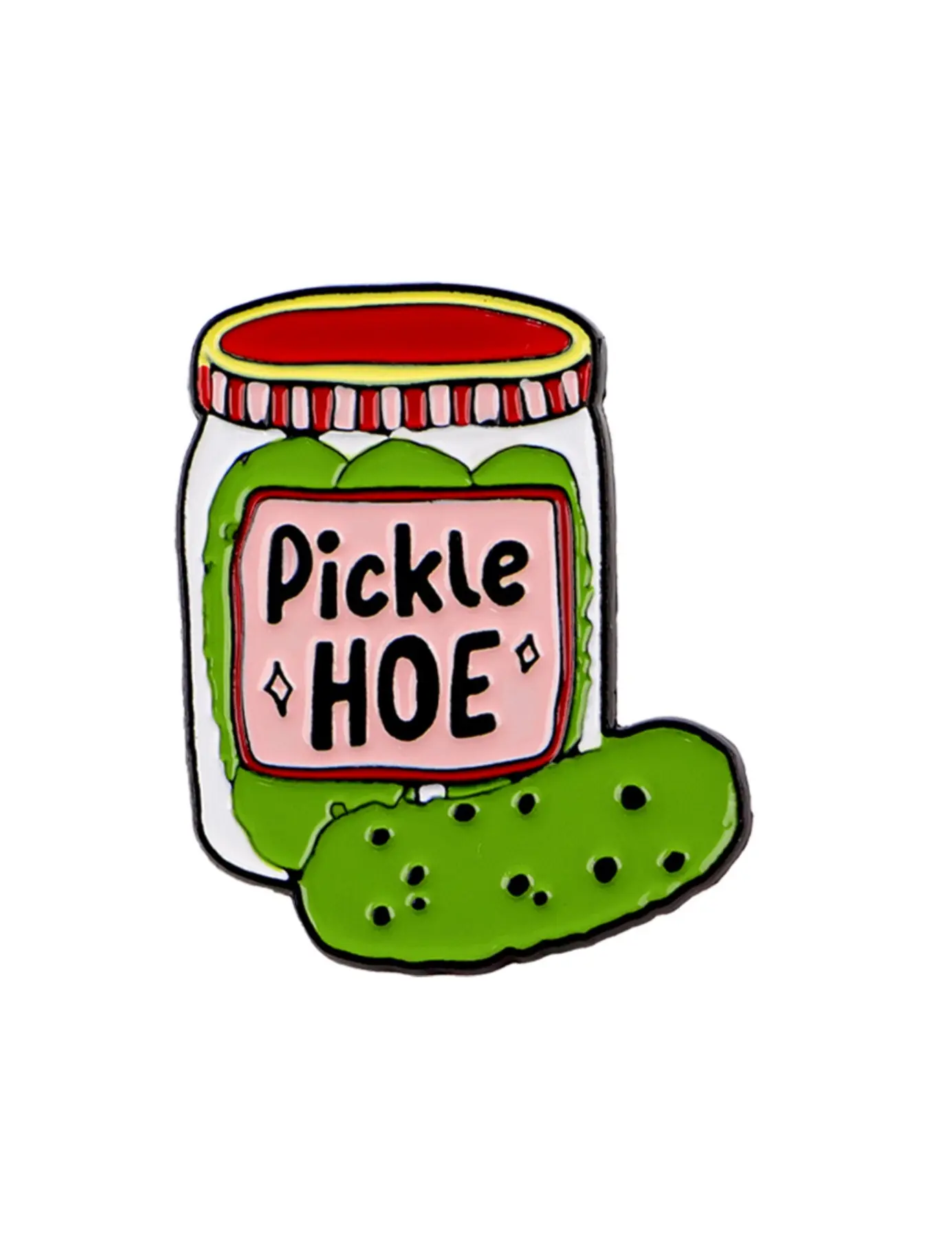 "Pinkle hoe" Cute Cartoon Pickle Cucumber Metal Brooch Pin, Zinc Alloy Material, Simple Design Badge for Sweaters, Dresses & Backpacks, All Season Accessory