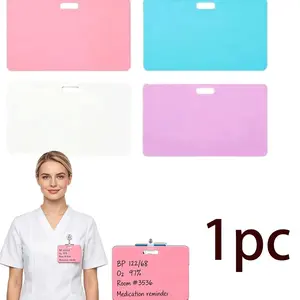 Erasable Badge Notes, Reusable Silicone Badge Buddy, Ballpoint Pen Write & Alcohol Badges Notepad, Lightweight ID Card Badge Reel for Nurses Doctors