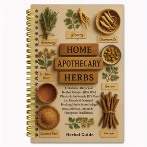 Home Apothecary Herbal Medicine Notebook - 50 17-Page Comprehensive Plant Guide, Including DIY Gargle and Poultice Rituals, Natural Healing Methods, 5.5x8.3 Inch Herbalist Journal, Gift for Herbal Enthusiasts, Spiral Notebook Journal