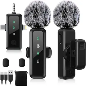 3-in-1 Mini Wireless Lavalier Microphone Bluetooth Mic for Outdoor Mobile Live Streaming and Voice Recording