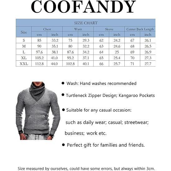 COOFANDY Men's Knitted Turtleneck Pullover Shawl Collar Sweaters Slim Fit High Neck Sweater with Pockets Casual Fashion Long Stylish Fabric