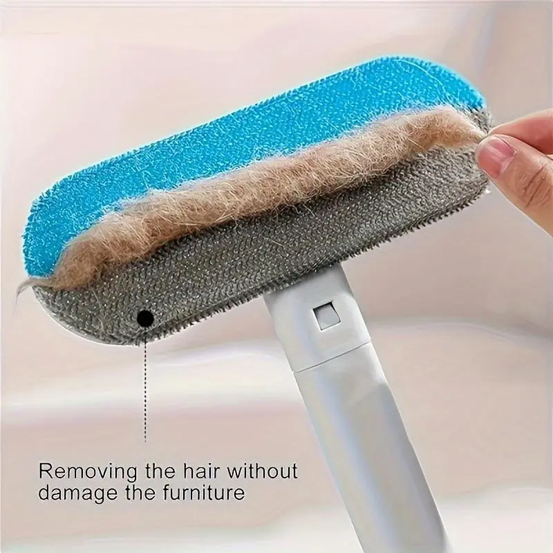 Upgraded Reusable Pet Hair Remover Brush,window brush – Extra-Long Handle Lint Cleaner for Dog & Cat Hair, Washable Multi-Surface Tool for Furniture, Bedding, Clothes & Car Interiors
