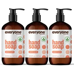 Everyone Liquid Hand Soap, 12.75 Ounce (Pack of 3), Apricot and Vanilla, Plant Based Cleanser with Pure Essential Oils