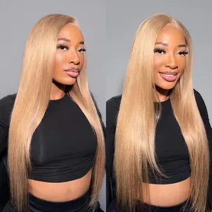 Megalook Milk Tea Brown Light Flaxen Brown Cozy Blonde 13x4 Transparent Lace Front Wig 6x5 Glueless Lace Closure Wigs Silky Straight Natural Hairline 180% Density #TikTokShopBlackFriday