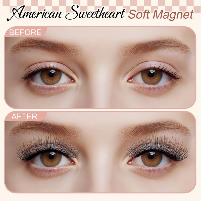 Valentine's & Galentine's Day Gift | Wffenhefragrance No-Glue Magnetic Eyelash Kit | 3D Soft Lightweight Natural Eyelashes with Applicator & Storage Box | Easy Apply Remove Reusable Eco-Friendly