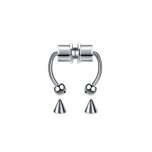Cross-border new product: stainless steel magnetic magnetic fake nose ring, non-perforated nose clamp ring, horseshoe ring, body piercing jewelry.