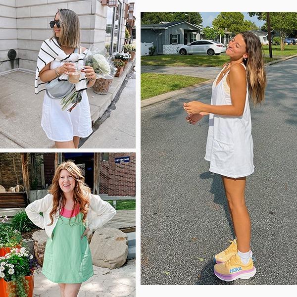 Molitree Women's Summer Sleeveless Mini Dress Athletic Dress V Neck Spaghetti Strap Short Tennis Dress with Built-in Shorts