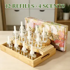 12Pcs Electric Plug-in Air Freshener Refills - Home Fragrance Refills with Fresh Cut Grass, Peach, Blueberry, White Tea Scents