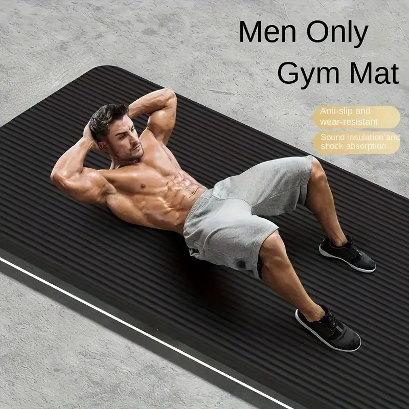 Men's Fitness Mat Anti-Slip Wear Resistant Noise Reduction Shock Absorption 200cm Yoga Mat for Home Gym Modern Nbr Material, Exercise Mat