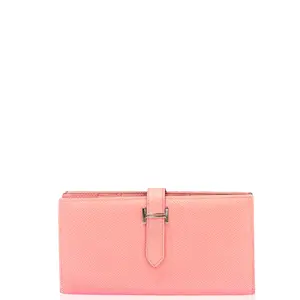 Pre-owned HERMÈS Leather small leather goods Hermes Bearn Gusset Wallet Chevre Mysore K4 Rose Dete (yg1112n7)