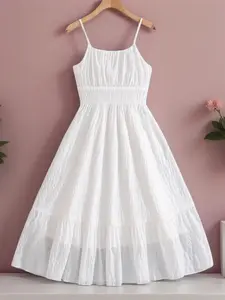 Girls Strapless Fitted Dress with Cute Textured Details, Simple Comfortable Casual Design for Daily Wear, Perfect for Street Style and Vacation