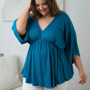 Storied Moments Draped Peplum Top in Teal