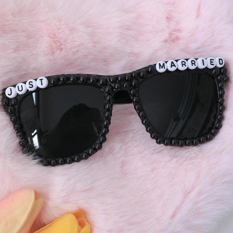 Pearl Just married sunglasses husband Wife bridal shower Newlywed couple bride groom Mr Mrs pool beach wedding Honeymoon gift