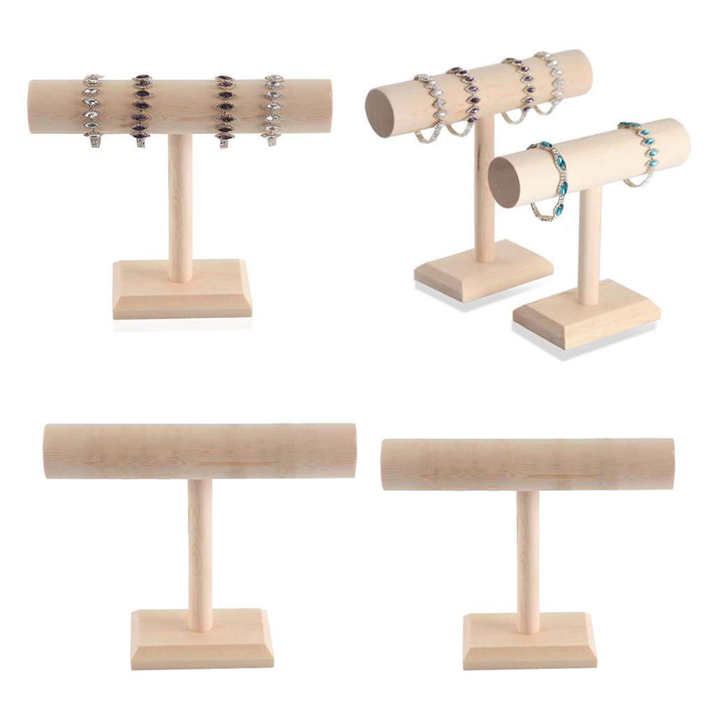 Portable Hard Wooden Bracelet Chain T-Bar Rack Jewelry Display Stand for Bangle Watch Necklace Home Organization Holder Showcase Portable Hard Wooden Bracelet Chain T-Bar Rack Jewelry Display Stand for Bangle Watch Necklace Home Organization Holder Showcase