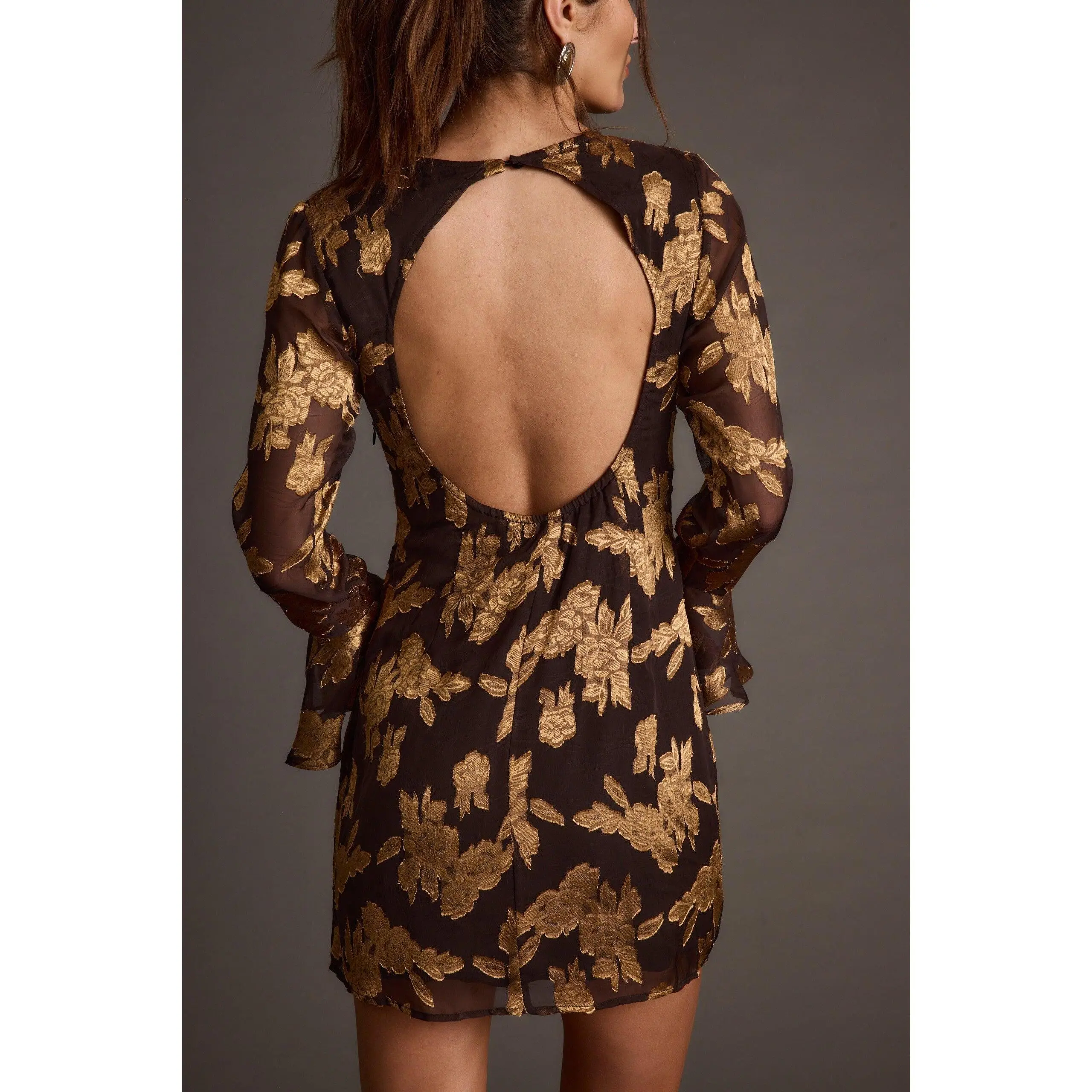 graduation dress nearby Gold Leopard Print Jacquard Mini Dress - Event Dresses main image 1