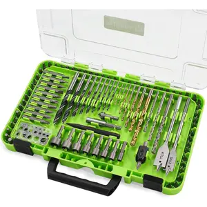 Drill Bit Set,  104 count  Driver Bit Set Chrome Vanadium Steel Driver Bits for , Metal, Masonry Includes HSS Drill Bits, Bit Holder, Nut Drivers, Drill Stop, Counter Sink, Gauge, etc