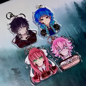 4 ops Visual Novel Characters Red Hot Stamp Acrylic Keychains