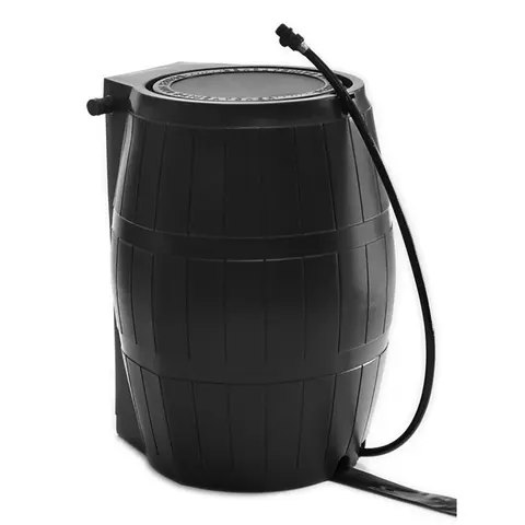 FCMP Outdoor RC4000-BLK 50-Gallon BPA Free Home Rain Water Catcher Barrel, Pet Traditional