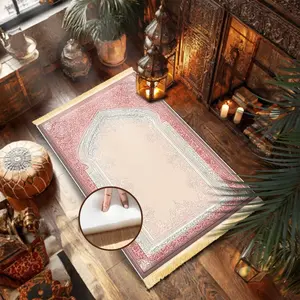 1pcs Prayer Rug Featuring Tassels - a Non-Slip, Foldable Mat That Is Machine Washable, Suitable for Indoor Use in Homes, Doorways, And Living Rooms for Islamic Prayers