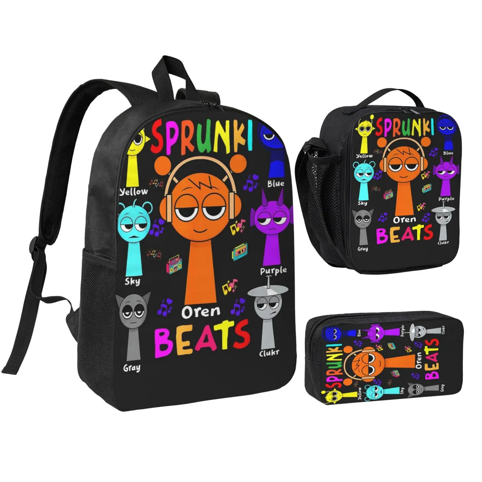 Dinosaur Print Backpack Set for Kids, 3-Piece Casual Water-Resistant School Bag with Insulated Lunch Tote & Pencil Case, Large Capacity for Hiking, Waterproof, Teens, Insulated Lunchbox, Daily Commute, Kid Backpack, Colorful Prints