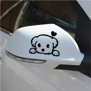 1 Pair/set Cute Dog Car Rearview Mirror Stickers, Cartoon Style, Waterproof Self-adhesive Vinyl Decals, Suitable for Car Windows, Fuel Tank Caps, Motorcycles, Helmets, Universal Car Sticker
