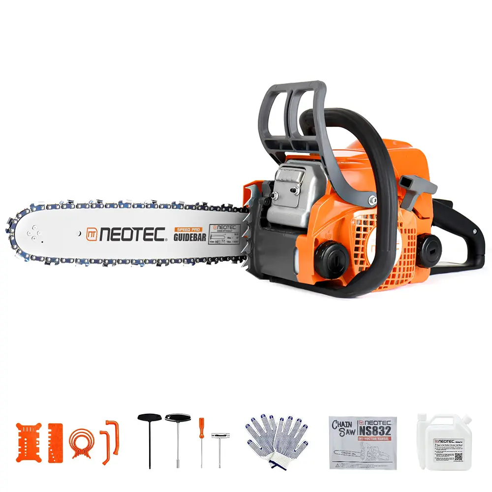 [toolupgrade]NEOTEC NS832 31.8cc Gas Chainsaw 14 Inch 2-Stroke Portable Wood Cutting Tool with Ergonomic Handle Lightweight Compact Design
