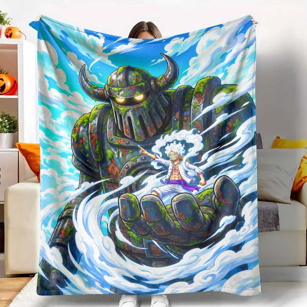 Giant Warrior and Storm Hero Flannel Blanket Fantasy Battle Print Soft Warm Cozy Durable Decorative Throw for Bedroom Living Room Office Sofa Gift