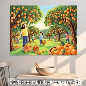 2D Flat, 2D flat banner 1pc, Orange Orchard Scene, for Events, Wedding, Party, Coming-of-age, Ceremony, Four Season, Entryway, Room Decor, Indoor/Outdoor Celebrations, Perfect Gift forParty