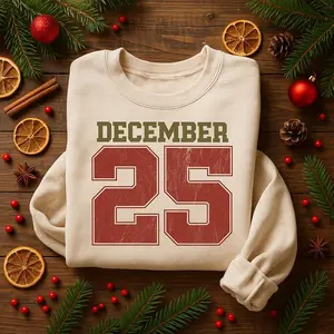 Retro Christmas Sweatshirt, December 25 Shirt, Holiday Clothing, Womens Christmas Shirts, Christmas Crewneck, Christmas Gift, Winter Sweater