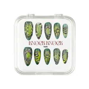 KNOCK.KNOCK NAILS 2026 | Brote Verde｜10PCS 100% Handmade Press-on Nails