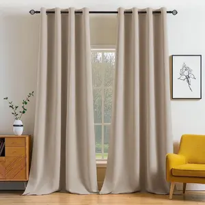 High Precision, UV Protection Insulation, Plain Milk Tea Color, Easy Installation for Living Room Bedroom Kids' Room, Thermal Insulated Curtain