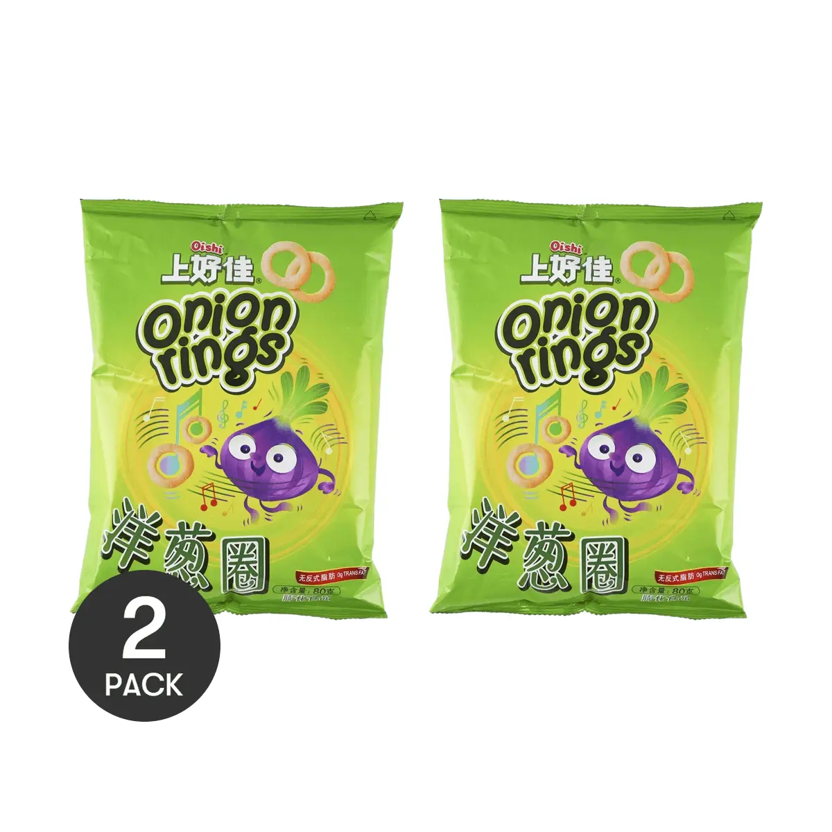 2 Pack OISHI Onion Rings Snacks, 80g Each - Crispy & Savory Japanese Style Potato Chips