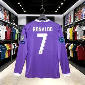 16 17/Long Sleeve/7# Cristiano Ronaldo/Fans Version/Soccer Jersey/Purple/Retro/Football Jersey