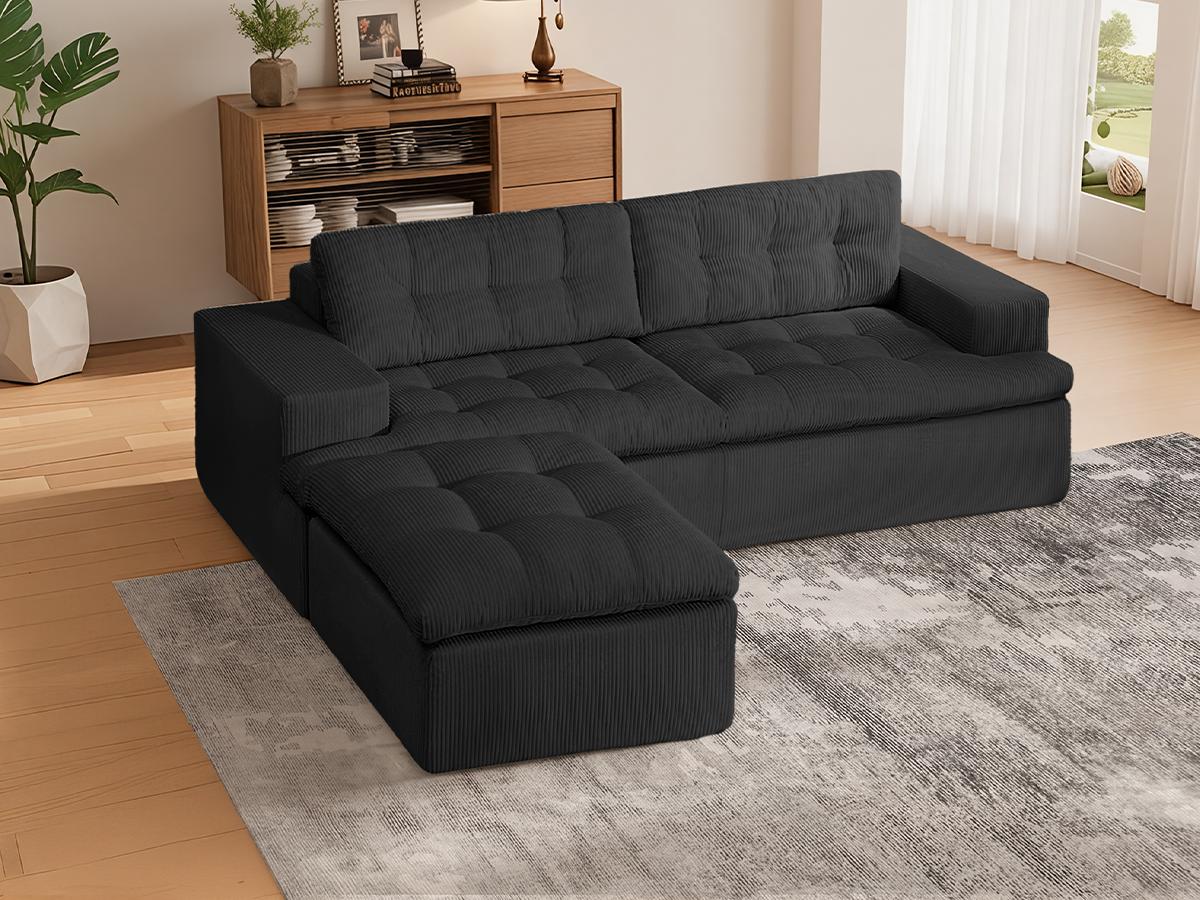 85'' Sofa Bed Cloud Couch Corduroy Upholstered Sectional Convertible Multi-Functional Floor Sofa for Living Room & Apartment Furniture, No Assembly