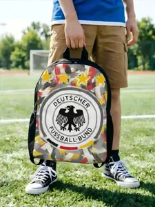1PC Backpack Germany Retro Washable Backpack Football Men Women Adult Back To School Gift Dual-Use Bookbag CampingBack to School Season Match Day Essentials