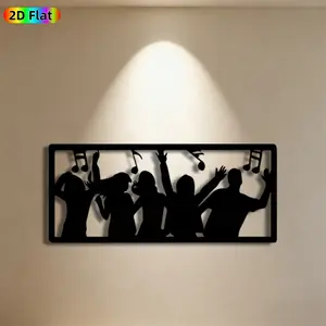 1pc Music & Dance Silhouette Metal Wall Art, Vibrant Music & Dance Statue Mural, Ideal Gift for New Year, Christmas, Music & Dance Decor Enthusiasts,  Metal Wall Decor , Perfect for Living Room Wall & Garden Fence, Dynamic Home & Outdoor Decor