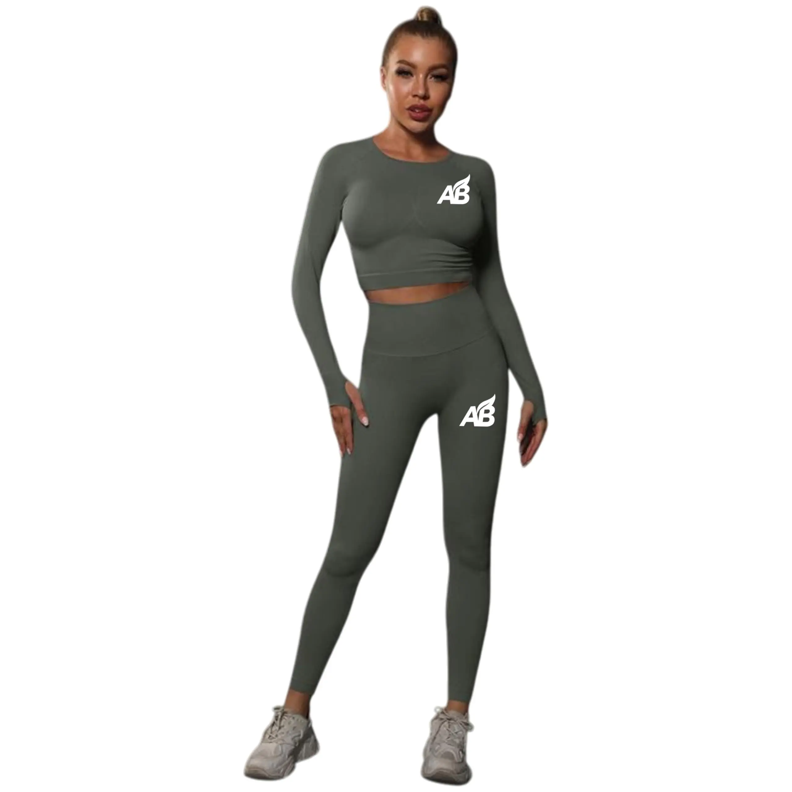 Women's Ribbed Texture Workout Set, 2-Piece Female Fitted Outfit with Seamless Crop Top & Tummy Control Leggings, Workout/Lounge, Yoga/Gym, Training, Stretchy, Sporty Sports Clothing Sets, Moisture-Wick, Seamless Fabric, Quick Dry, Sleeveless, Slim-Fittin
