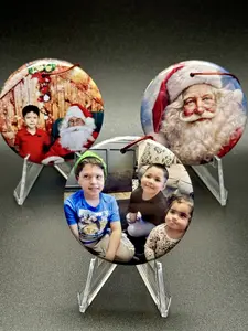 Custom Double-Sided Photo Ornaments Set of 3 - 2.25" Personalized Christmas Decorations for Hanging - Festive Holiday Ornaments with Unique Double-Sided Designs Light