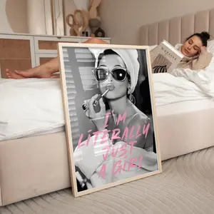 Retro Coquette Wall Art Pink Heels Lips Girl Quote Feminine Y2K Aesthetic Dorm Room Decor